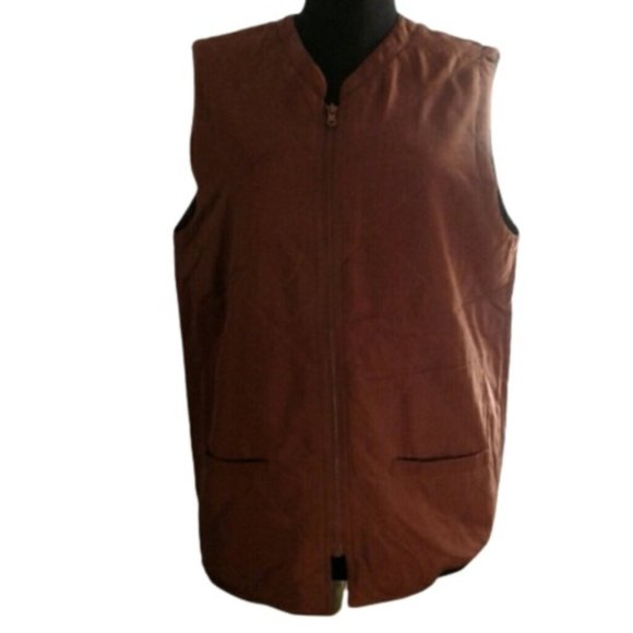Silk vest jacket S Real Clothes Saks Fifth  Avenue P Brown - Picture 1 of 6